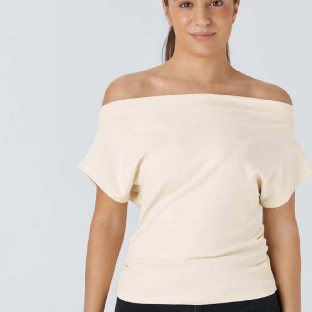 Halara Off-Shoulder Cream Top NWT